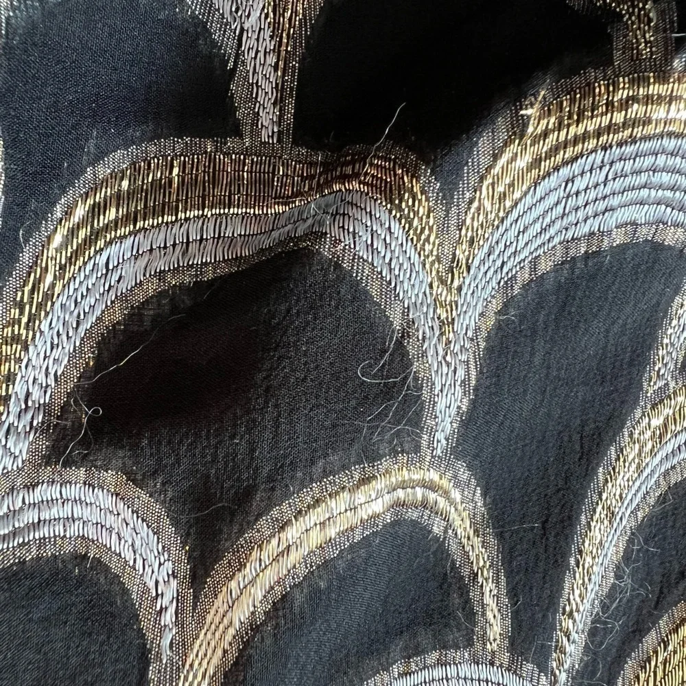 Loeffler Randall black and gold cape dress